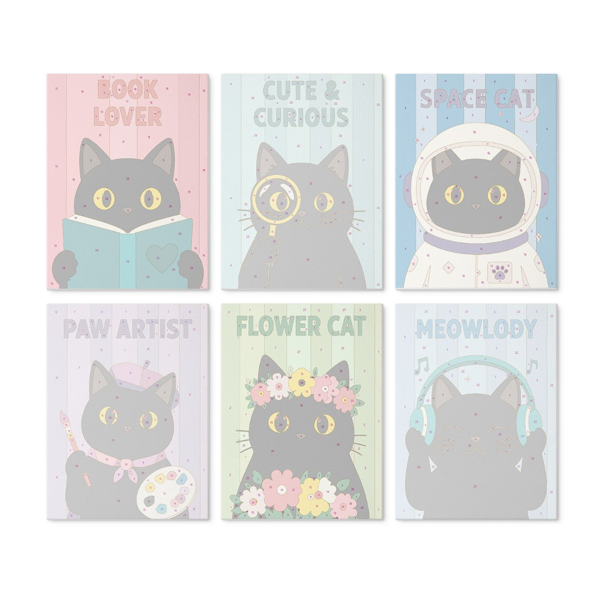 6 Wooden Board Mini Paintings – Cat of All Trades