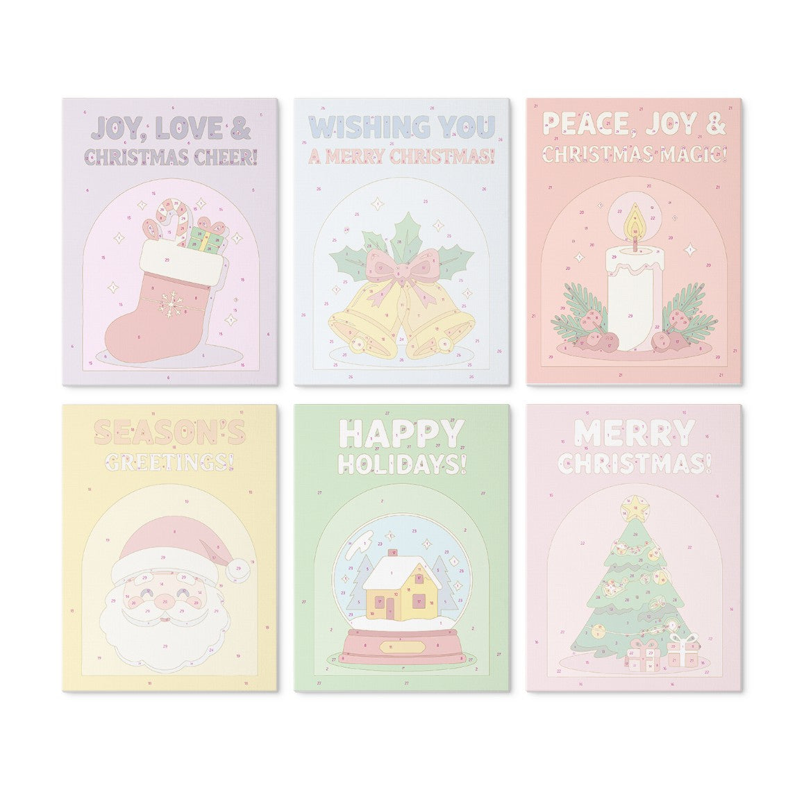 6 Wooden Board Mini Paintings – Holiday Wishes