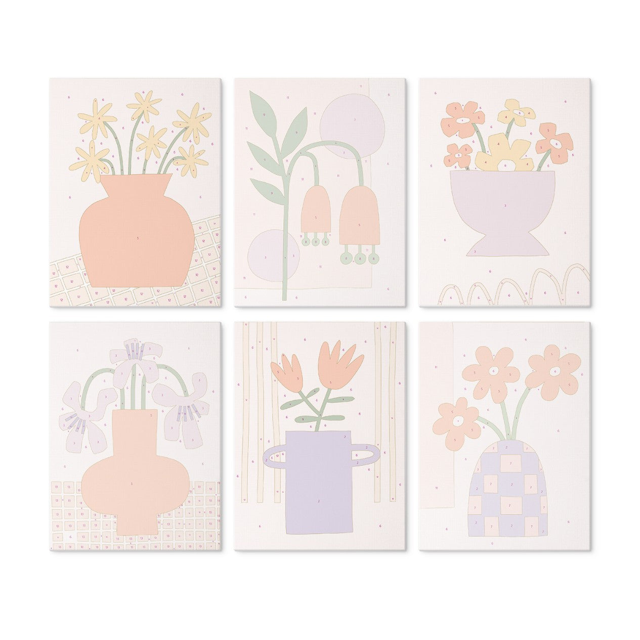 6 Wooden Board Mini Paintings – Vase Full of Blooms