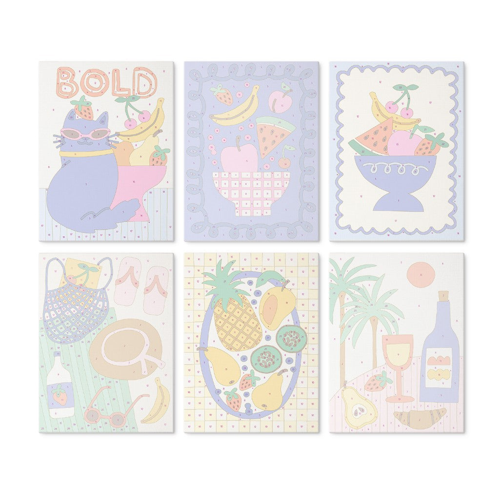 6 Wooden Board Mini Paintings – Bold Tropical Vacay