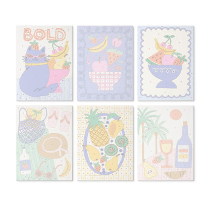 6 Wooden Board Mini Paintings – Bold Tropical Vacay
