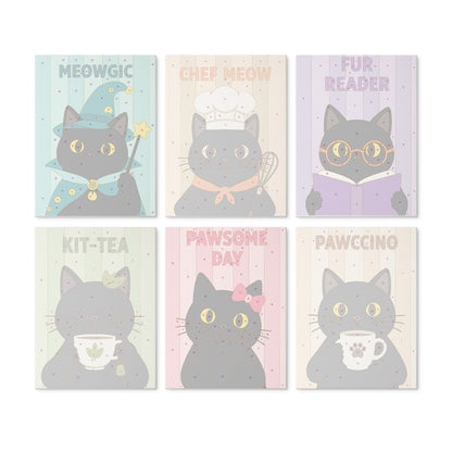 6 Wooden Board Mini Paintings – Coffee & Whiskers