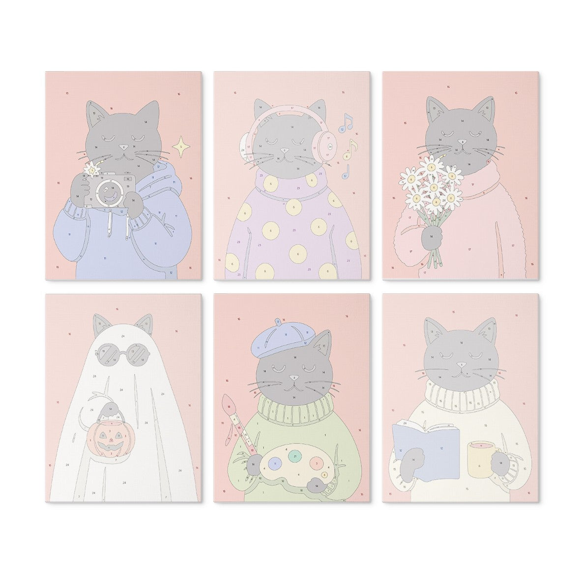 6 Wooden Board Mini Paintings – Cozy Cat Sason