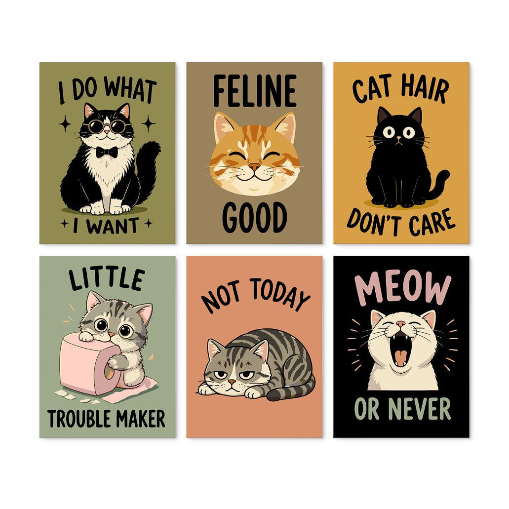 6 Wooden Board Mini Paintings – Cattitude Quotes