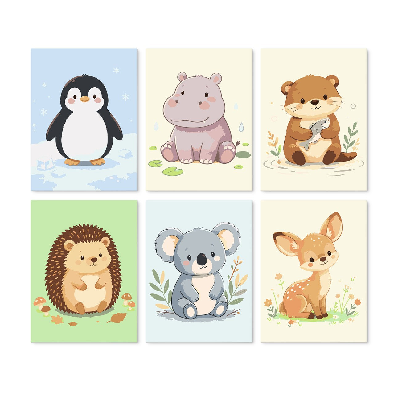 6 Wooden Board Mini Paintings – Baby Animal Friends