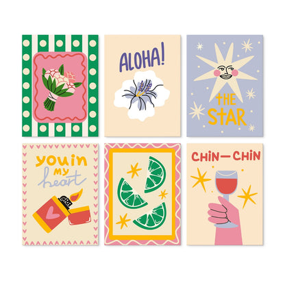 6 Wooden Board Mini Paintings – Cheers and Wishes
