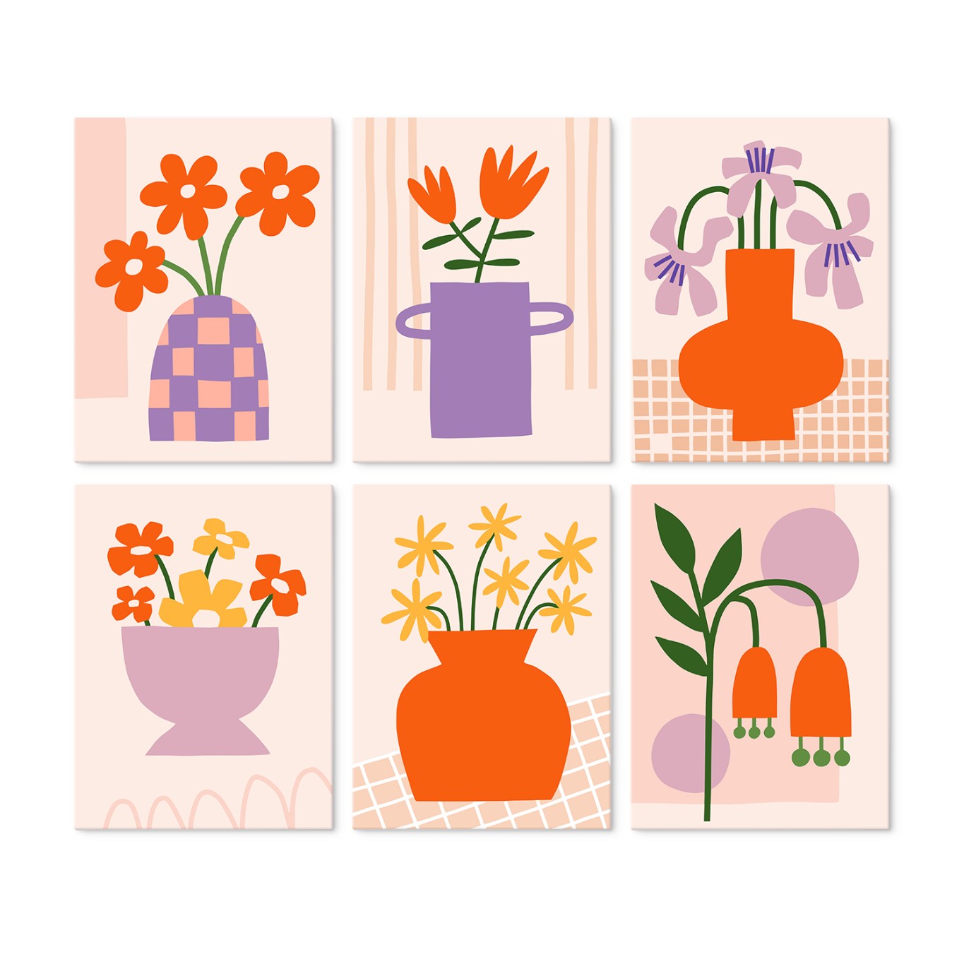 6 Wooden Board Mini Paintings – Vase Full of Blooms
