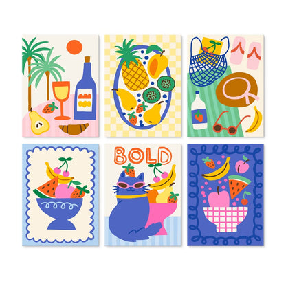 6 Wooden Board Mini Paintings – Bold Tropical Vacay