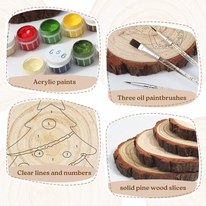 Paint by Number Pine Wood Slice - Christmas Tree