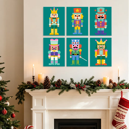 6 Wooden Board Mini Paintings – Nutcracker Parade Set