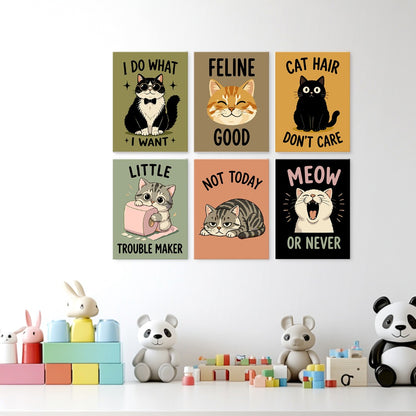 6 Wooden Board Mini Paintings – Cattitude Quotes