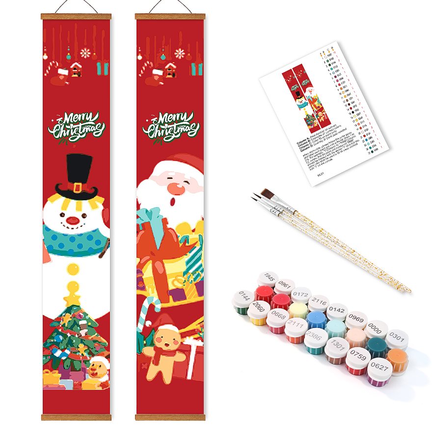 Paint-by-Number Door Panels – Santa & Snowman Set-Paint by numbers