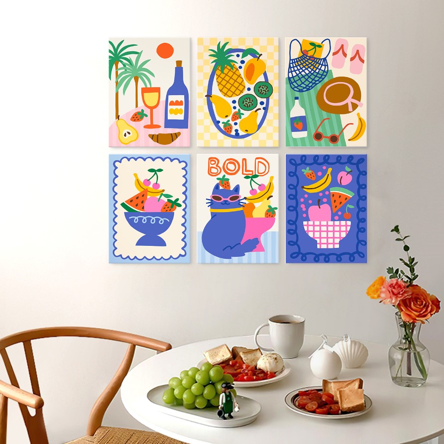 6 Wooden Board Mini Paintings – Bold Tropical Vacay