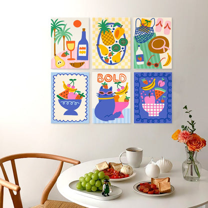 6 Wooden Board Mini Paintings – Bold Tropical Vacay