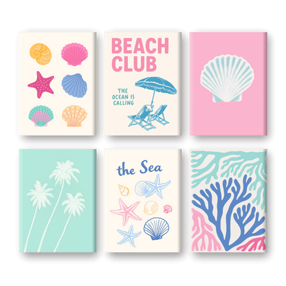 6 Mini Paintings - Beach Club Set-Paint by numbers