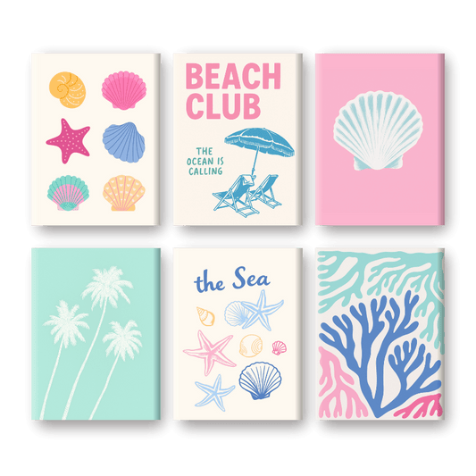 6 Mini Quadri - Beach Club Set-Dipingi con i Numeri