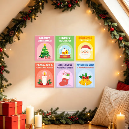 6 Wooden Board Mini Paintings – Holiday Wishes