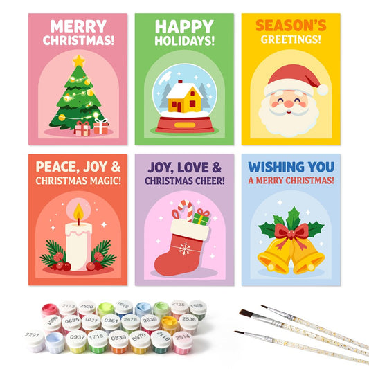 6 Wooden Board Mini Paintings – Holiday Wishes - Paint by numbers