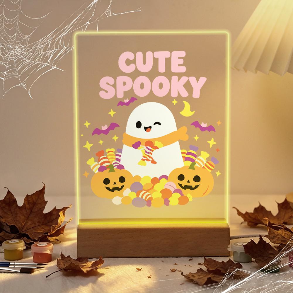 Paint by Number Halloween Lamp - Cute Ghost