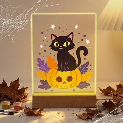 Paint by Number Halloween Lamp - Pumpkin Cat