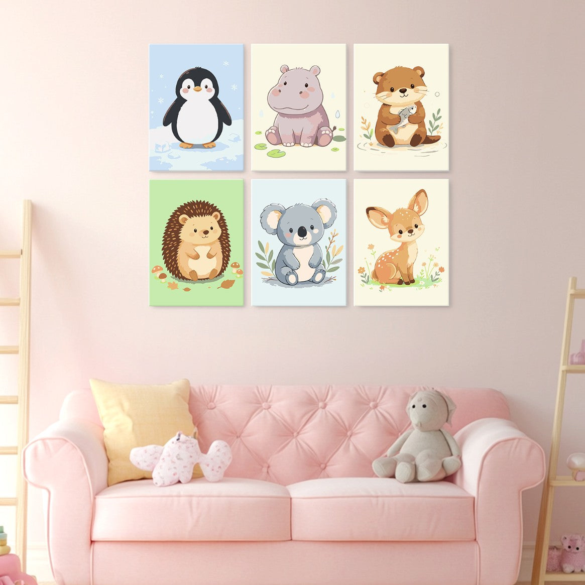 6 Wooden Board Mini Paintings – Baby Animal Friends