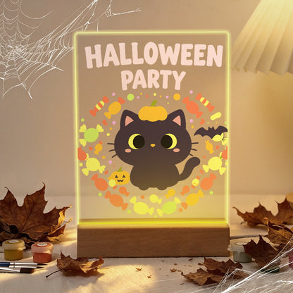 Paint by Number Halloween Lamp - Pumpkin Paws