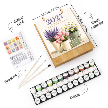 2027 Paint by Numbers Desk Calendar | Flower Market Edition