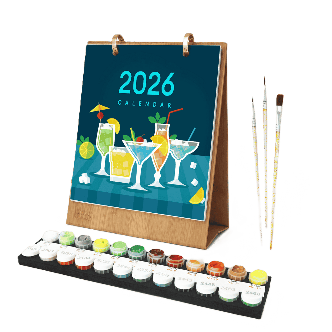 Paint by numbers   2026 Paint by Numbers desk Calendar | Deluxe Cocktail Edition