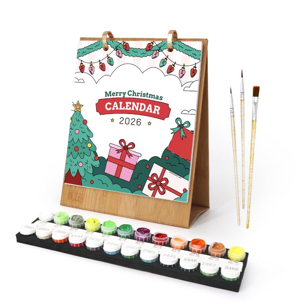 2026 Paint by Numbers desk Calendar | Merry Christmas Edition