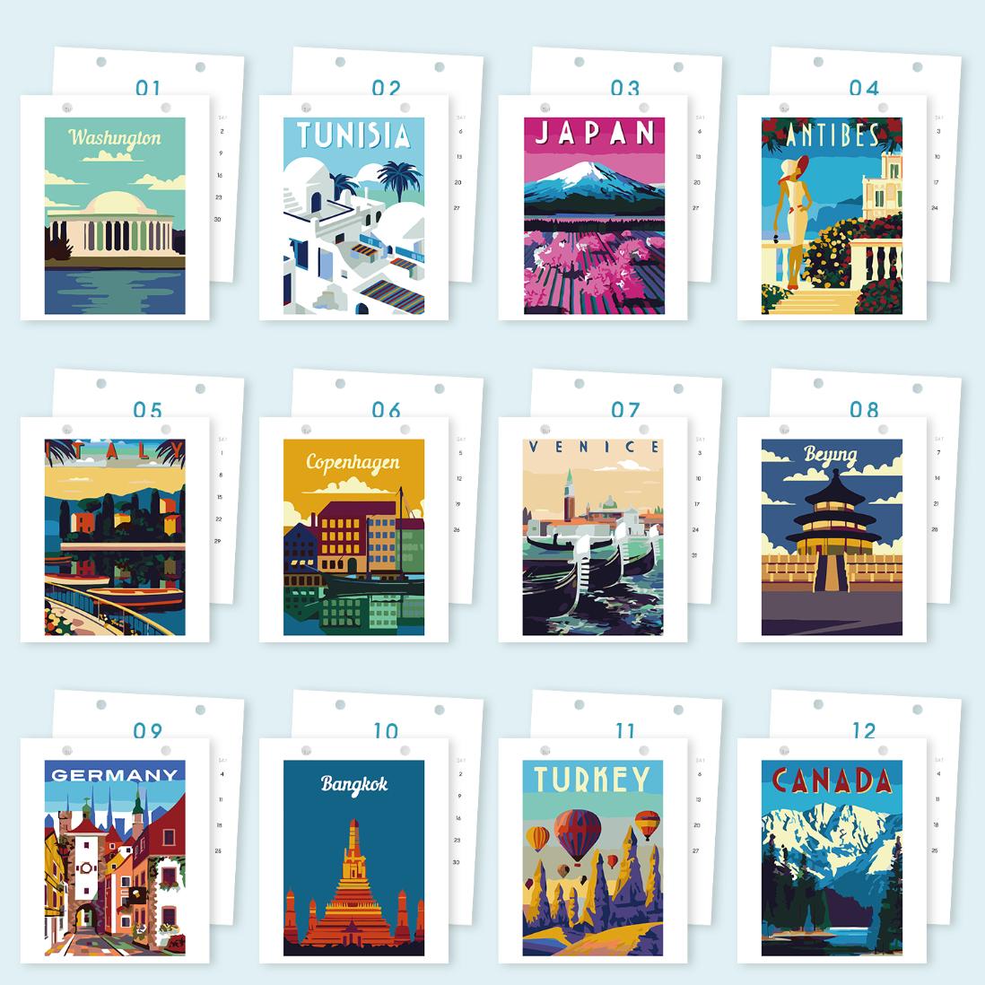 2027 Paint by Numbers Desk Calendar | World Trip Edition