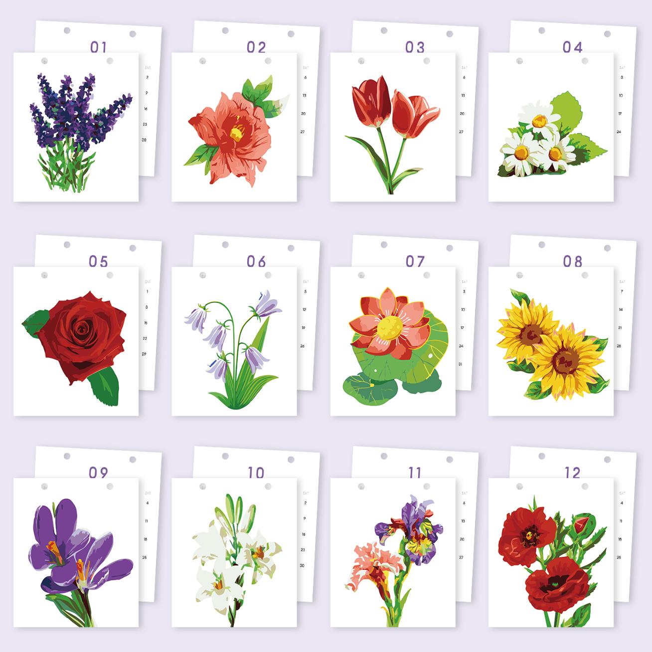 2027 Paint by Numbers Desk Calendar | Flowers Edition
