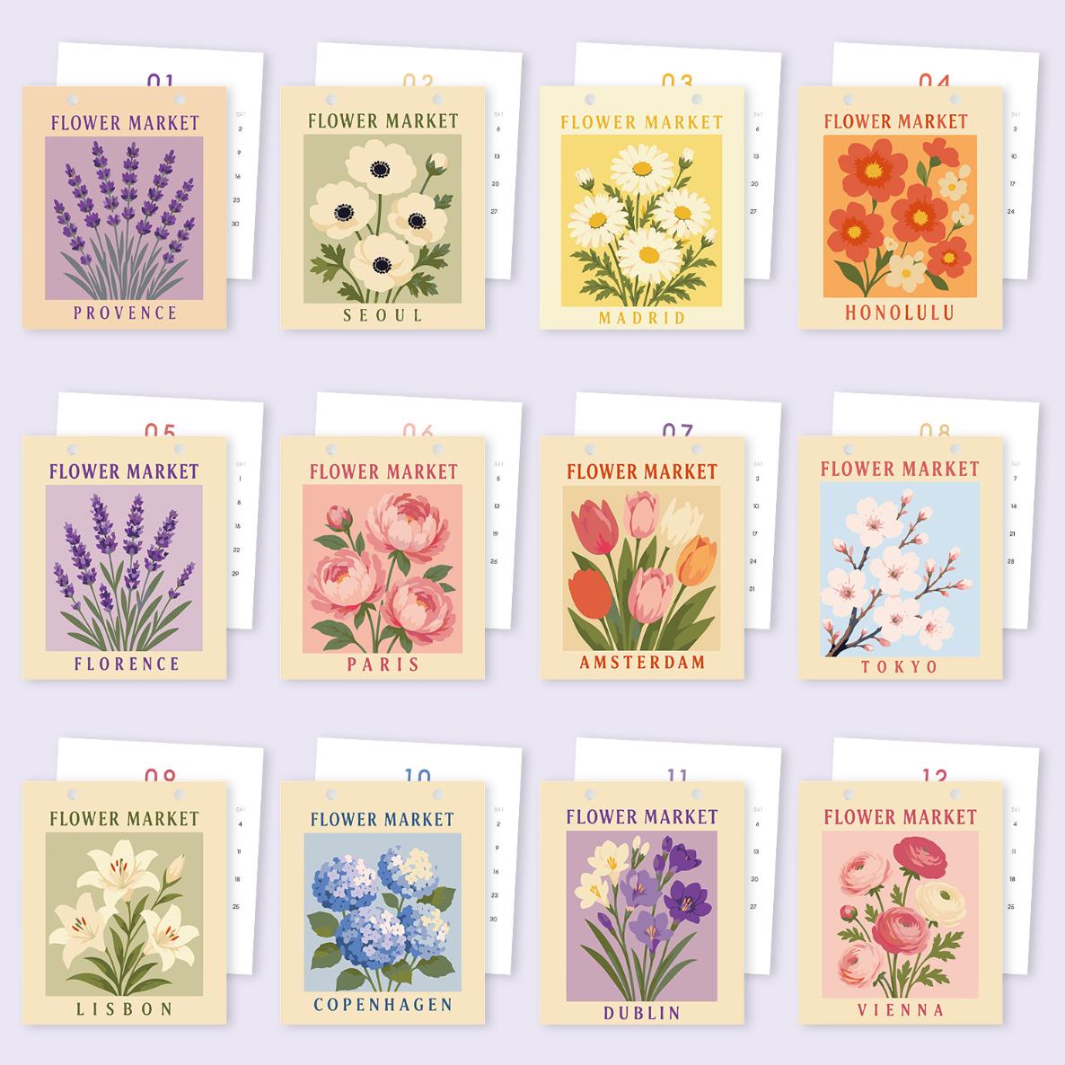 2027 Paint by Numbers Desk Calendar | Flower Market Edition