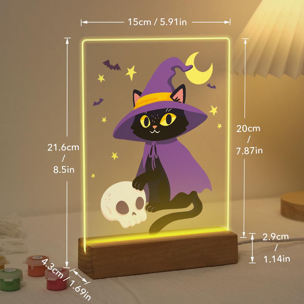Paint by Number Halloween Lamp - Witchy Cat
