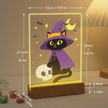 Paint by Number Halloween Lamp - Witchy Cat
