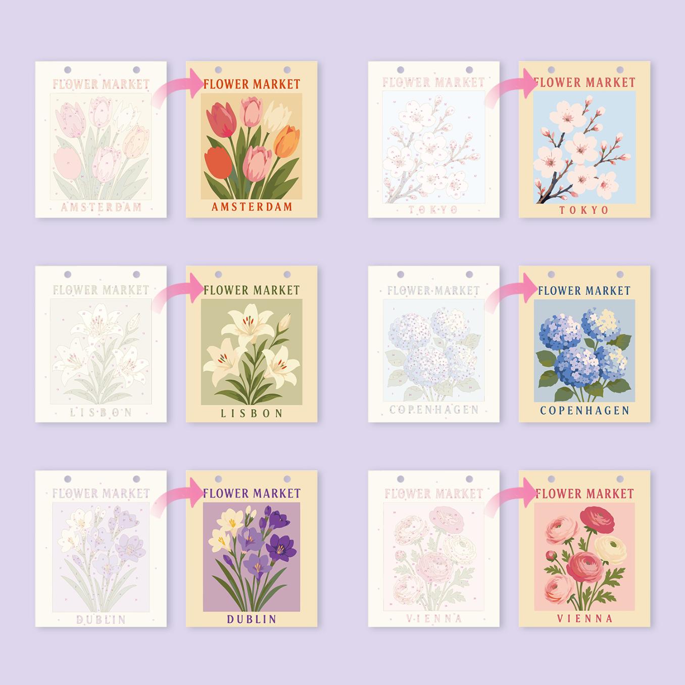 2027 Paint by Numbers Desk Calendar | Flower Market Edition