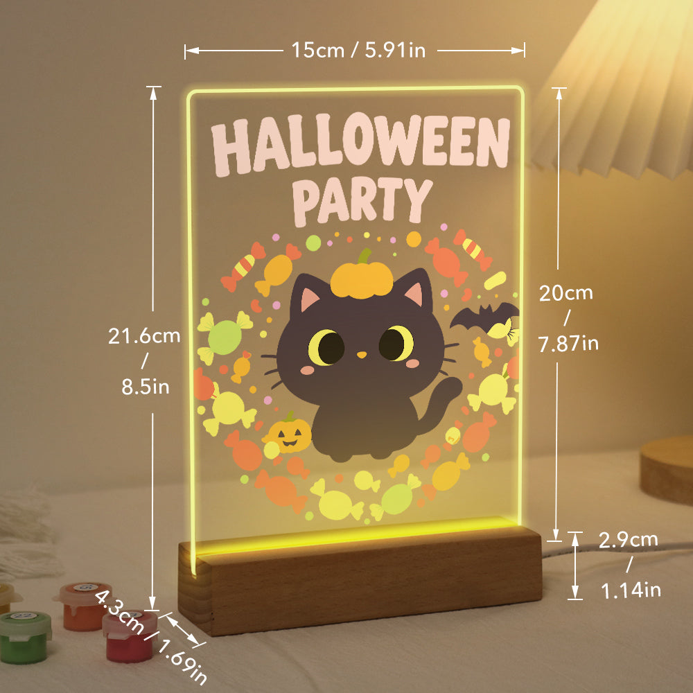 Paint by Number Halloween Lamp - Pumpkin Paws