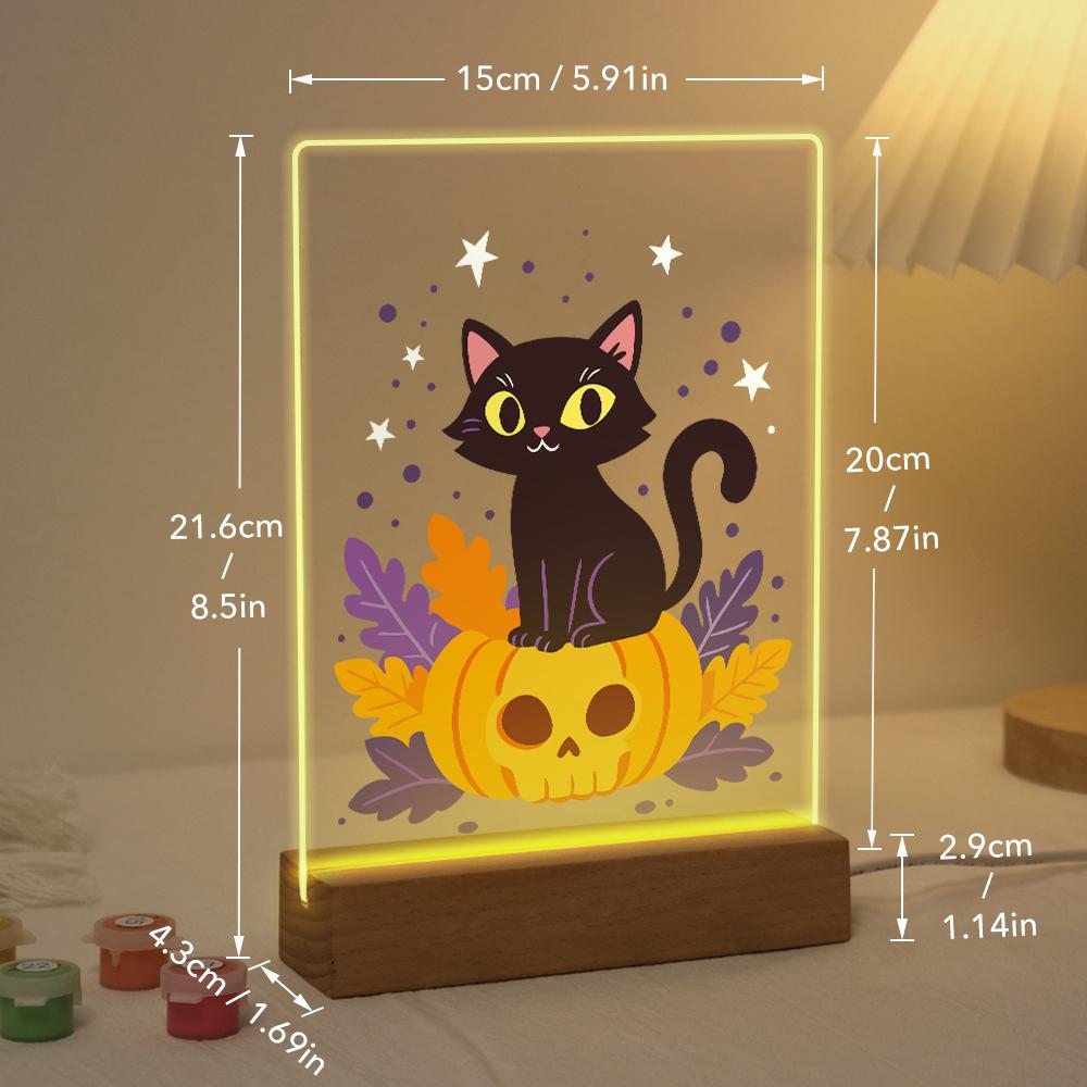 Paint by Number Halloween Lamp - Pumpkin Cat