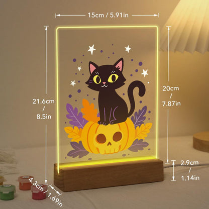 Paint by Number Halloween Lamp - Pumpkin Cat