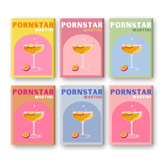 6 Mini Paintings - Passion Fruit Martini Cocktail Set-Paint by numbers