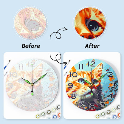 Painting by Numbers Clock – Beautiful Cat