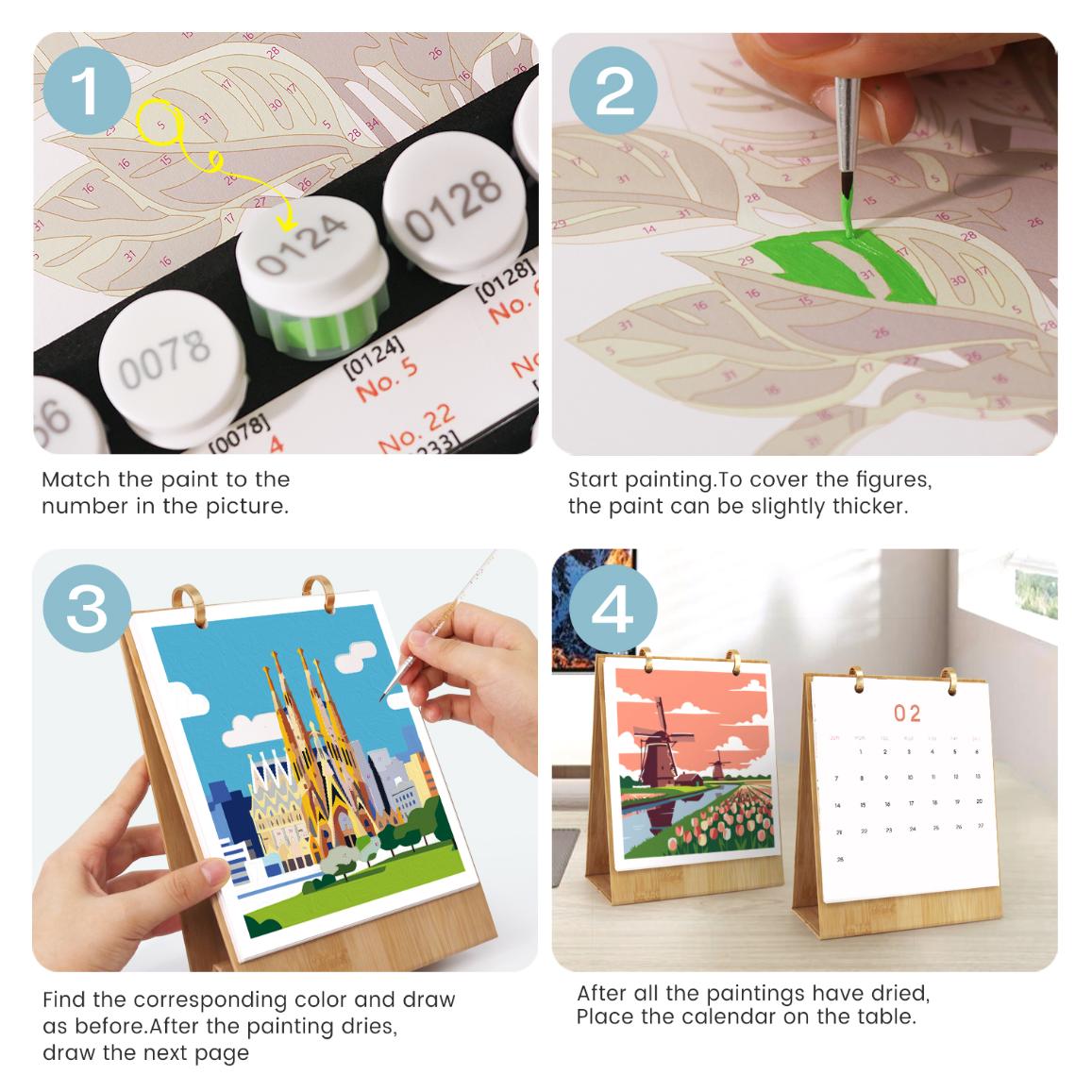 2027 Paint by Numbers Desk Calendar | Travel Edition