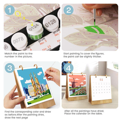 2027 Paint by Numbers Desk Calendar | Travel Edition