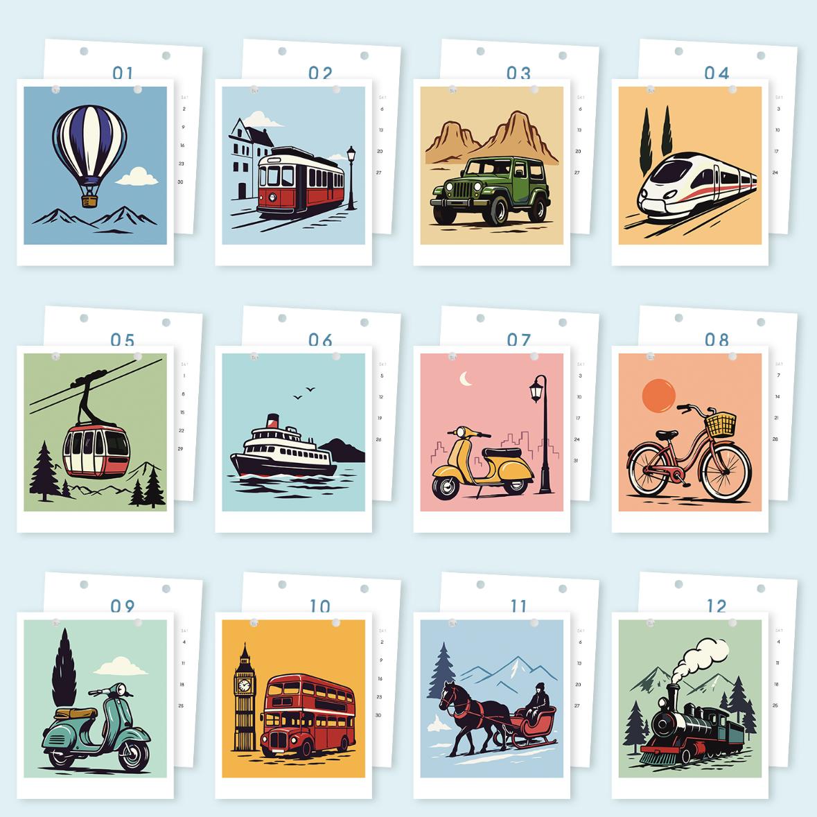 2027 Paint by Numbers Desk Calendar | Vintage Travel Edition