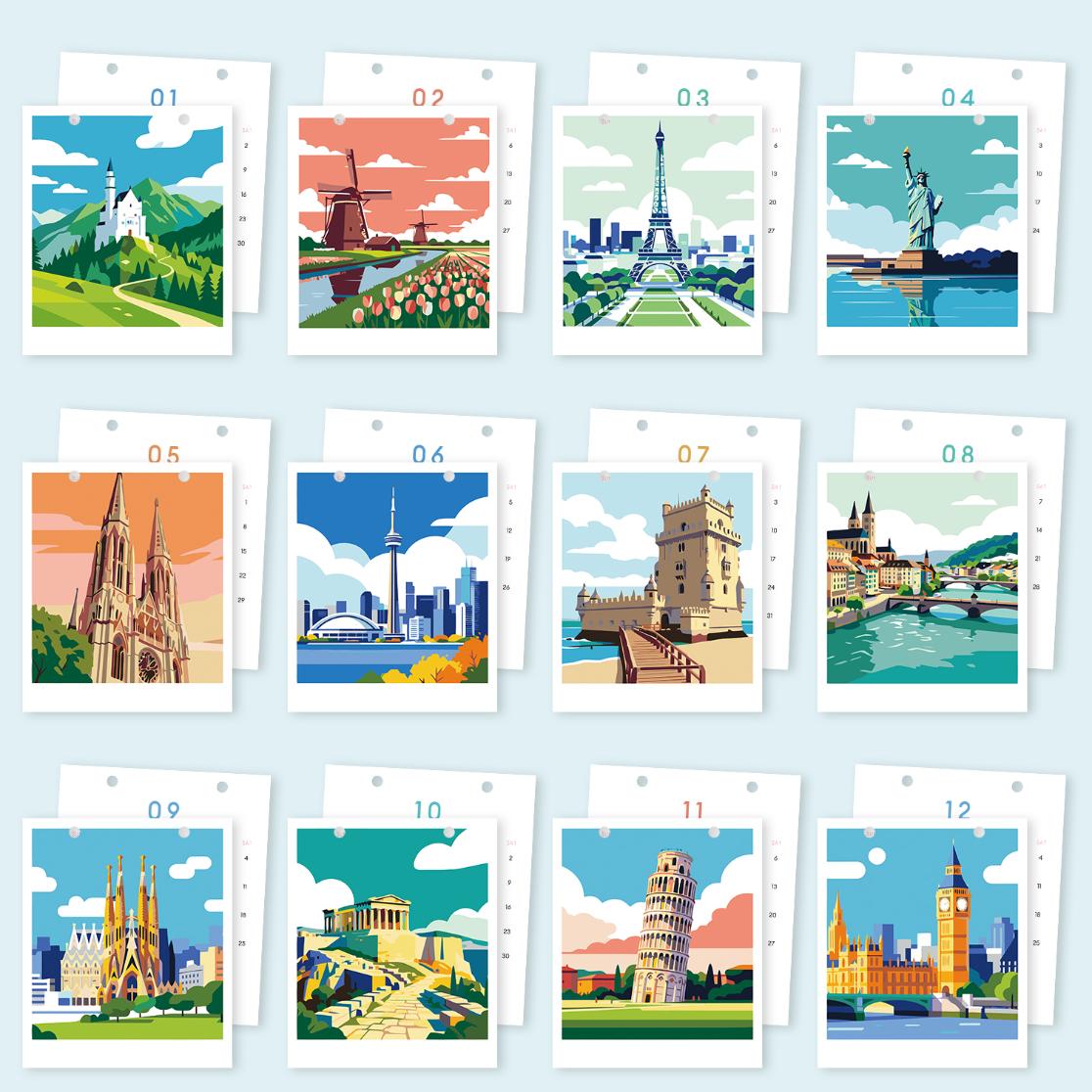 2027 Paint by Numbers Desk Calendar | Travel Edition
