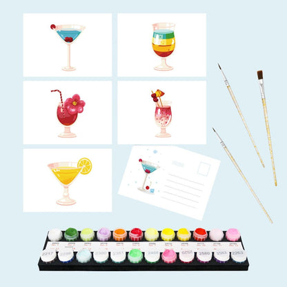 5 Postcards – Cocktail Set | Paint by Number-Paint by numbers