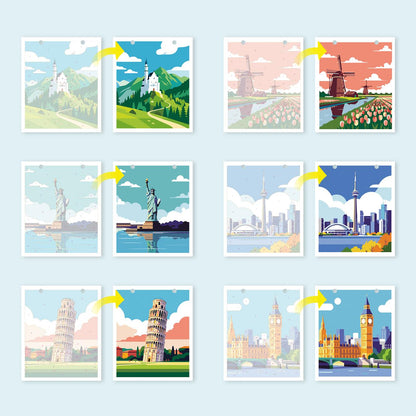 2027 Paint by Numbers Desk Calendar | Travel Edition