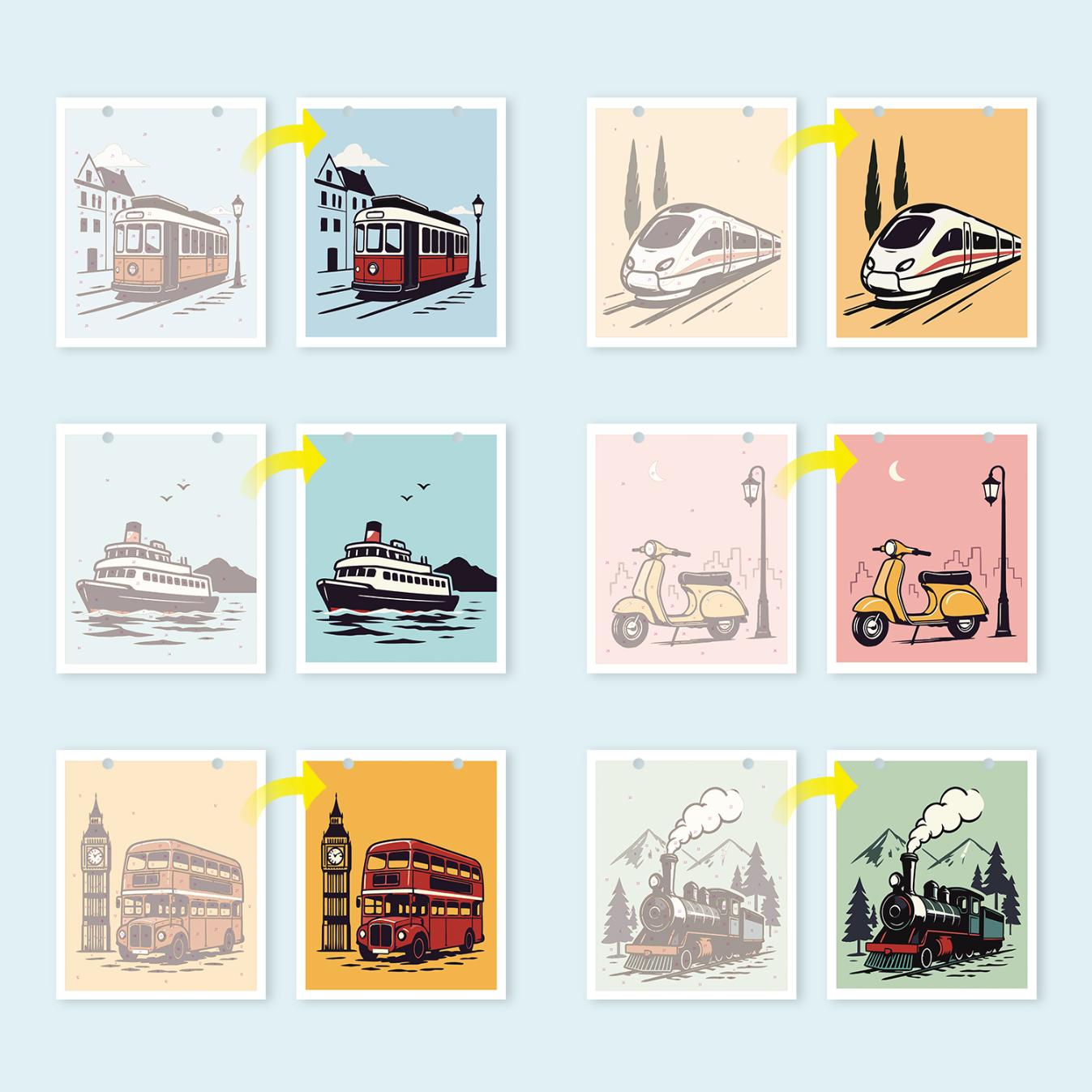 2027 Paint by Numbers Desk Calendar | Vintage Travel Edition