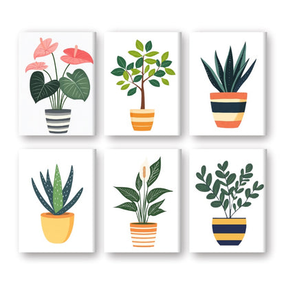 6 Mini Paintings - Botanic Plants Set-Paint by numbers