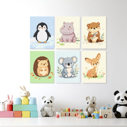 6 Wooden Board Mini Paintings – Baby Animal Friends