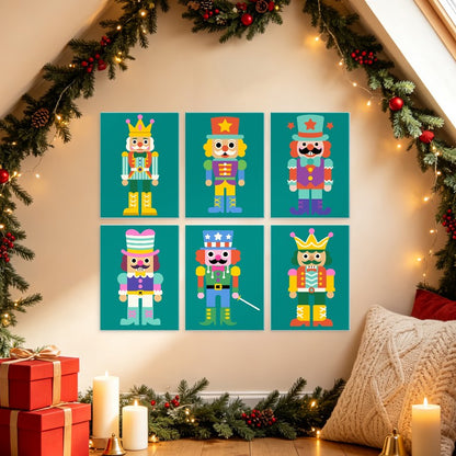 6 Wooden Board Mini Paintings – Nutcracker Parade Set